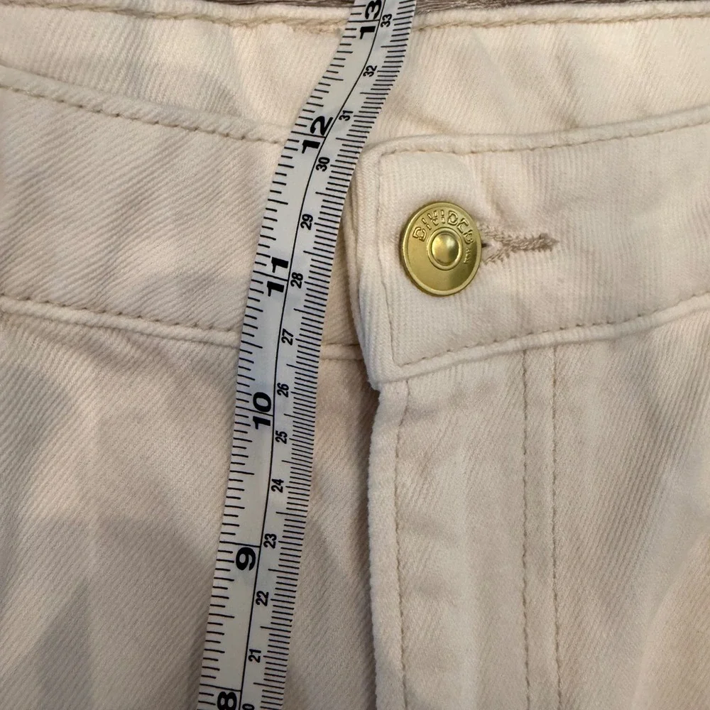 H&M Divided Wide High Waist Jeans Cream Studded Full Length Cotton 12/32 - Picture 7 of 9